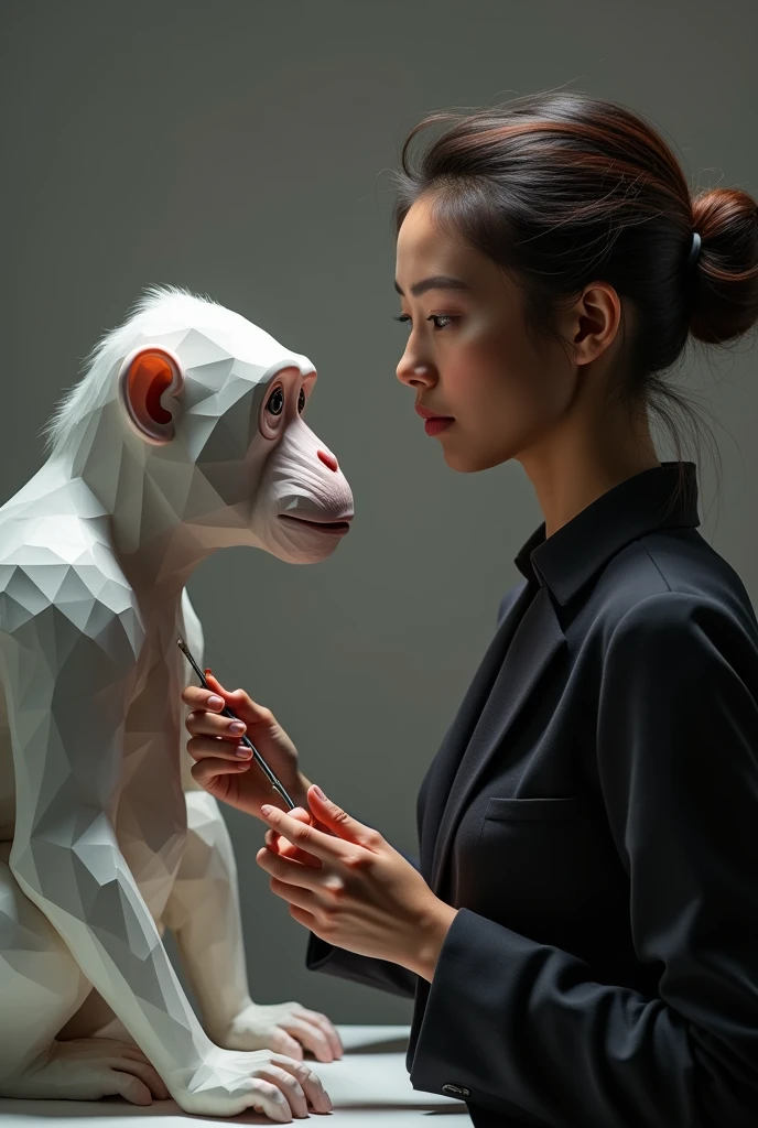 ???? Lady Sculptor 
sculpting Polygonal Monkey
simple background 