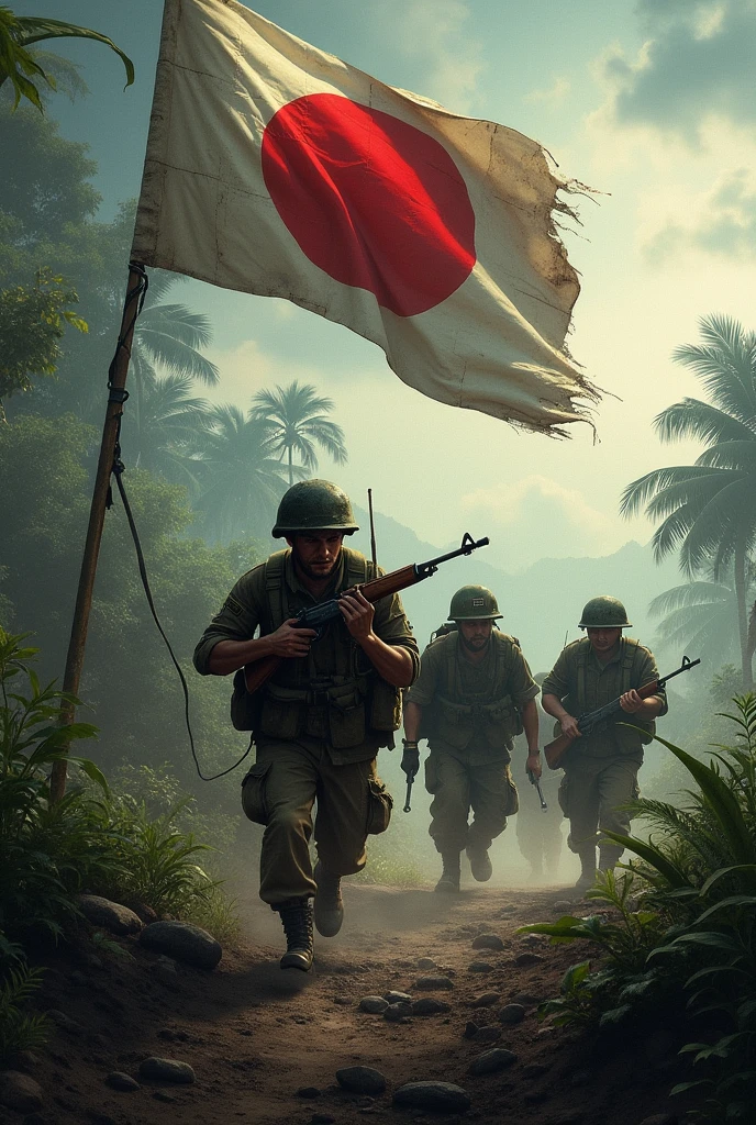 Create a game cover "call of duty 3"(2006) de ps2 inspirado na capa do jogo call o duty world at war, only those with the Japanese flag in the sky, realisitic
