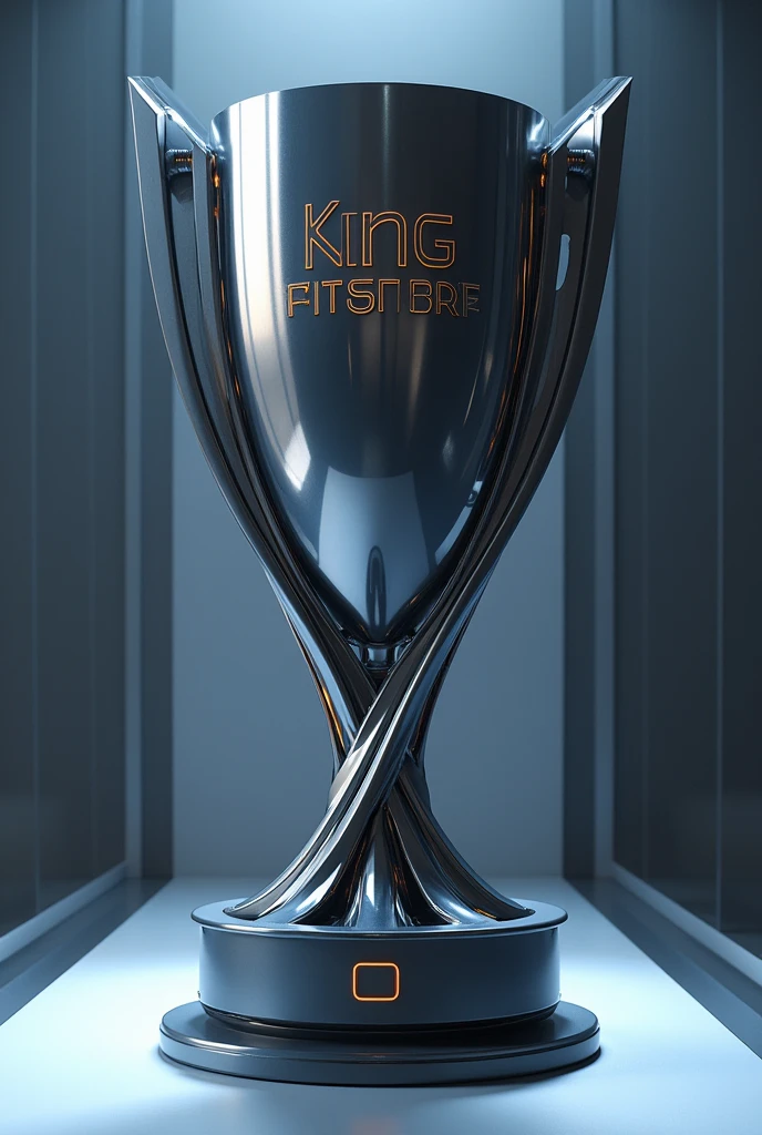 A trophy similar to the world cup that says king future cup
