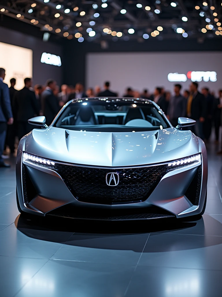 Acura Concept car in auto expo, include hyper realism, hd, 4k.
