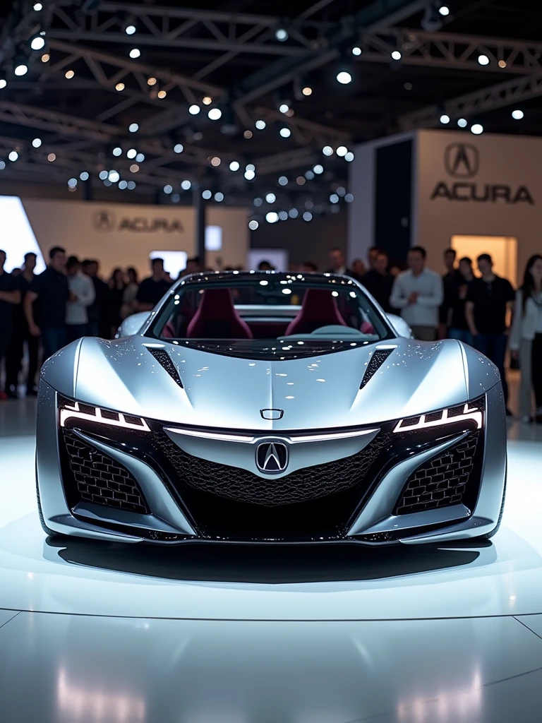 Acura Concept car in auto expo, include hyper realism, hd, 4k.