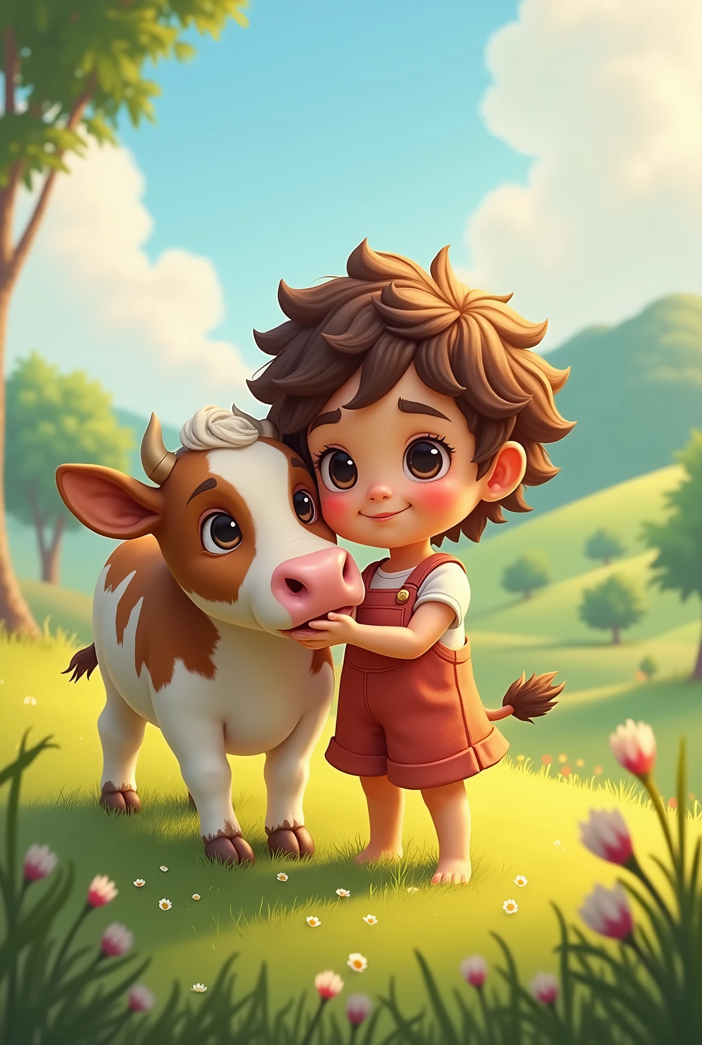 cute child kriahna with cow