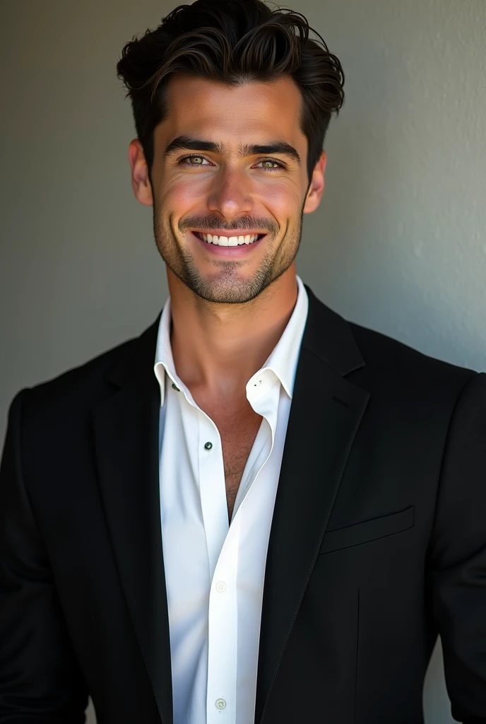 A young man with dark hair and a confident smile. He is dressed in a black blazer over a white shirt.