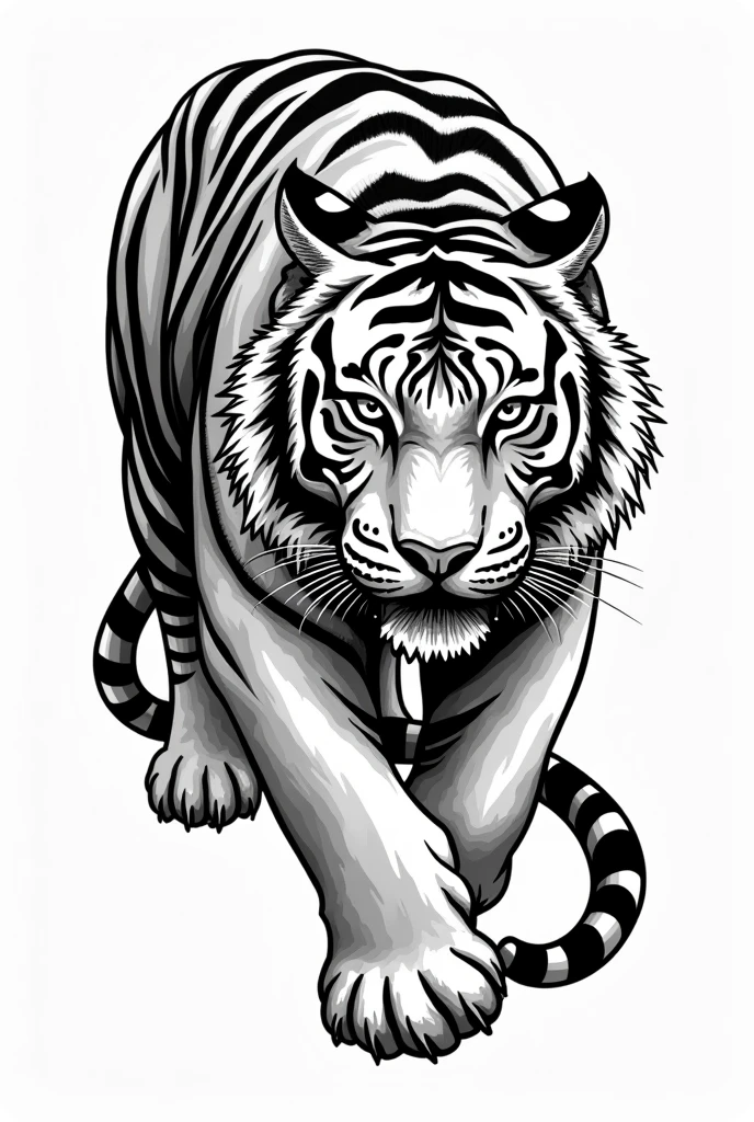 I wanted to create black and white tiger images, like it was a drawing or a design for a tattoo, with details on the tiger, as if it were a tattoo