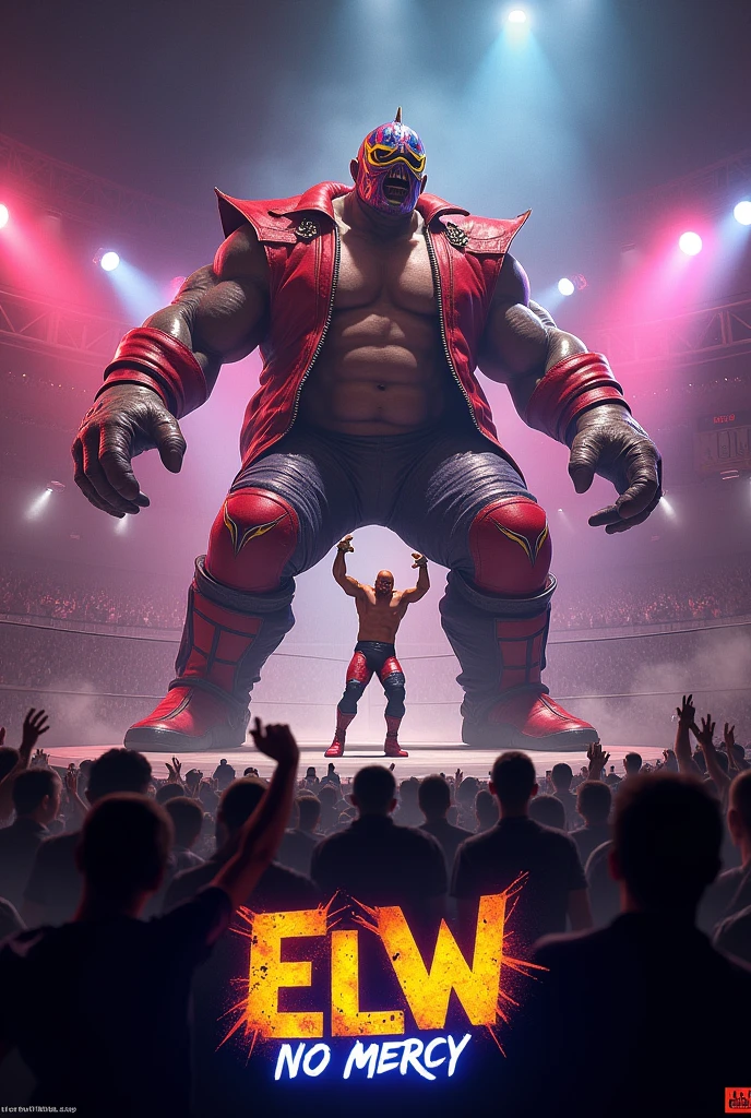 Generate me an image to promote the ELW no mercy wrestling paper view where the name of ELW presents no mercy appears