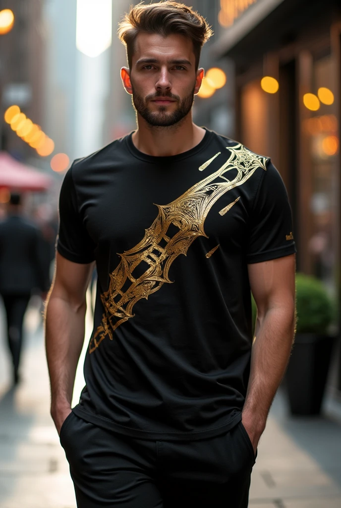 Black and gold t-shirt