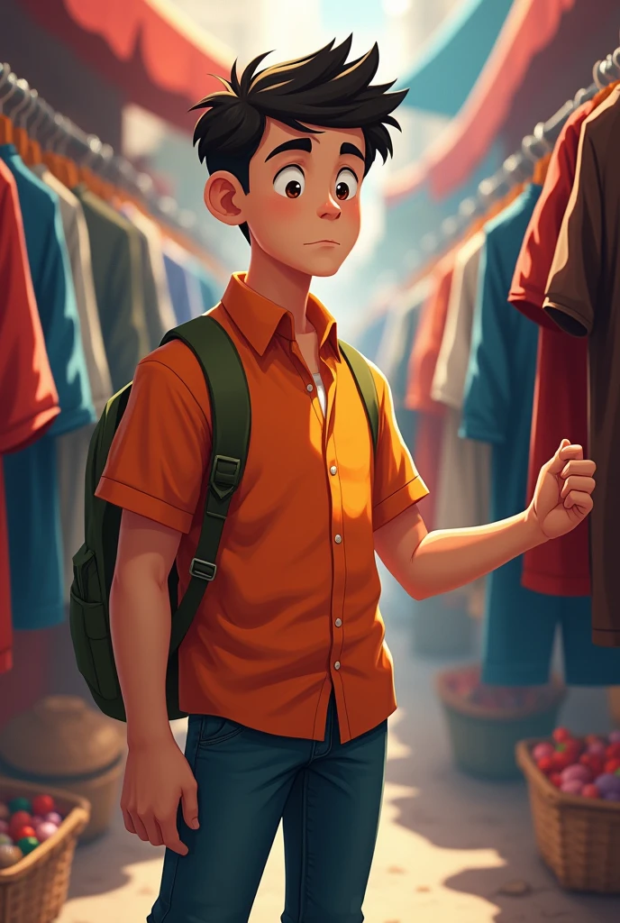 Tomorrow, I need to go to college, so I’m heading to the market to buy a short-sleeve shirt. However, I’m having trouble choosing one. I’m tall and slightly overweight, with a light complexion. Could you help me pick out a suitable short-sleeve shirt?"
I'm a young boy, and also handsome