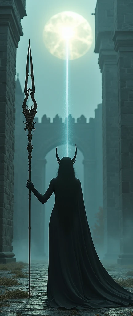 detailed dark elf woman, long elegant staff, intricate magic beams that hit the sun from orbit , medieval castle grounds, moody dramatic lighting, fantasy concept art, deep saturated colors, highly detailed, cinematic composition, photorealistic, 8k, (best quality,4k,8k,highres,masterpiece:1.2),ultra-detailed,(realistic,photorealistic,photo-realistic:1.37)
