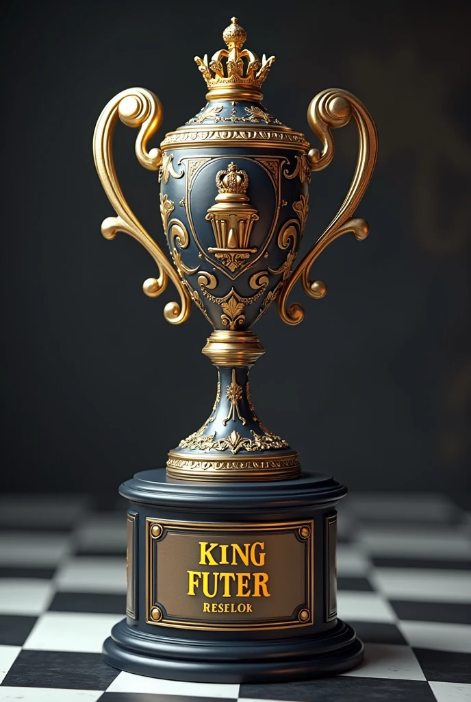 A trophy from an online chess championship that says king futer 