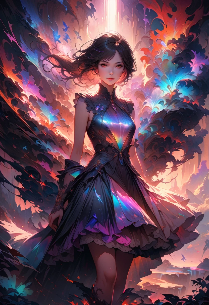 20 years old, long red hair, wears a ponytail, red eyes, always smiling. She dresses in an antique style, wearing a short brown skirt with black shorts underneath, ending above the knees. She wears knee-high brown boots. Her white blouse is sleeveless and features red details. She possesses fire powers and has a fire-themed background. 8k, high quality, full body, (ultra-realistic), {extremely detailed 8k CG unit wallpaper}, expansive landscape photograph, , (light: 2.0), (warm light source: 1.5), complex details, (iridescent colors: 1.5), (bright lighting), (atmospheric lighting), surreal, impressive, fantasy, (Solo: 1.2)
