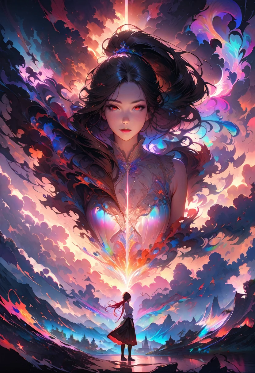 20 years old, long red hair, wears a ponytail, red eyes, always smiling. She dresses in an antique style, wearing a short brown skirt with black shorts underneath, ending above the knees. She wears knee-high brown boots. Her white blouse is sleeveless and features red details. She possesses fire powers and has a fire-themed background. 8k, high quality, full body, (ultra-realistic), {extremely detailed 8k CG unit wallpaper}, expansive landscape photograph, , (light: 2.0), (warm light source: 1.5), complex details, (iridescent colors: 1.5), (bright lighting), (atmospheric lighting), surreal, impressive, fantasy, (Solo: 1.2)
