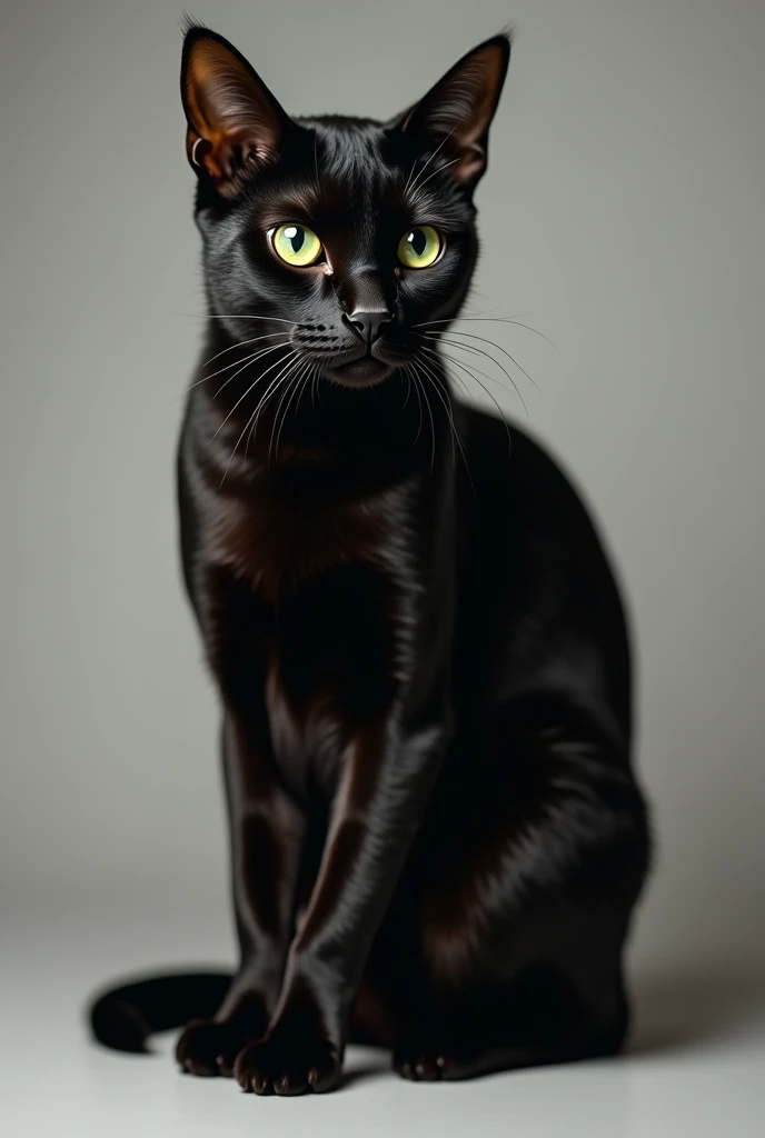 Certainly! Here's a description of a solid image of a cat:
Imagine a sleek, black cat sitting gracefully. Its fur is glossy and smooth, reflecting light with a subtle sheen. The cat’s posture is elegant, with its tail curled around its paws. Its eyes are bright and alert, a piercing green that contrasts beautifully with the darkness of its coat. The cat’s ears are perked up, showing its attentiveness. This image captures the essence of feline poise and mystery.