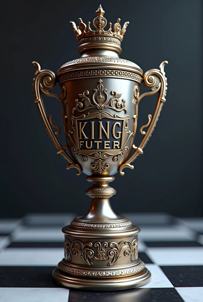 A trophy from an online chess championship that says king futer