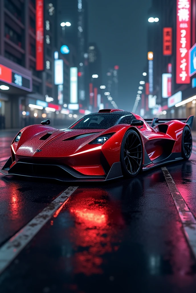 red car, concept design, electric hypercar car, super race car, 4k, realistic, high quality, beautiful car, cyberpunk, dark wheels