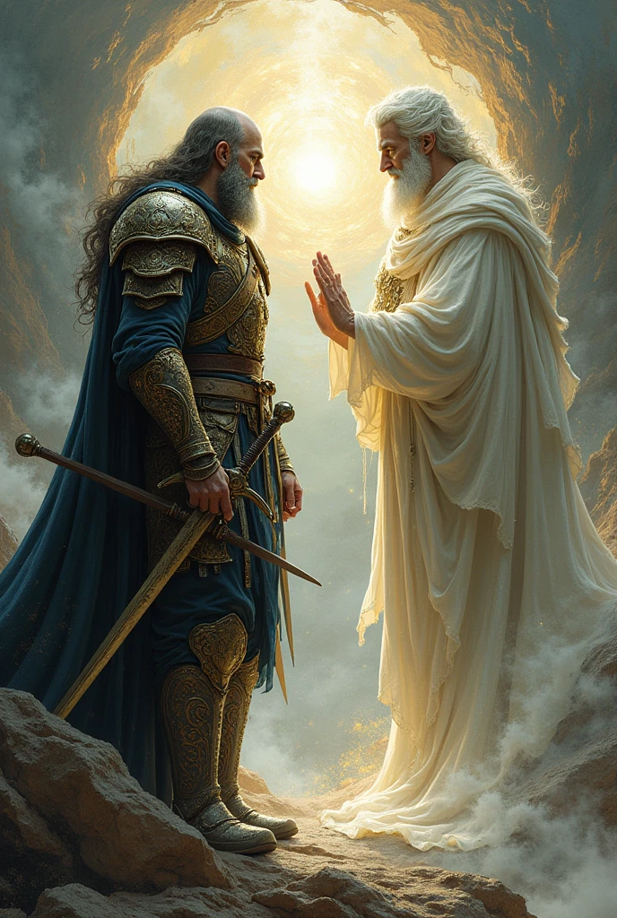 A warrior talking with god
