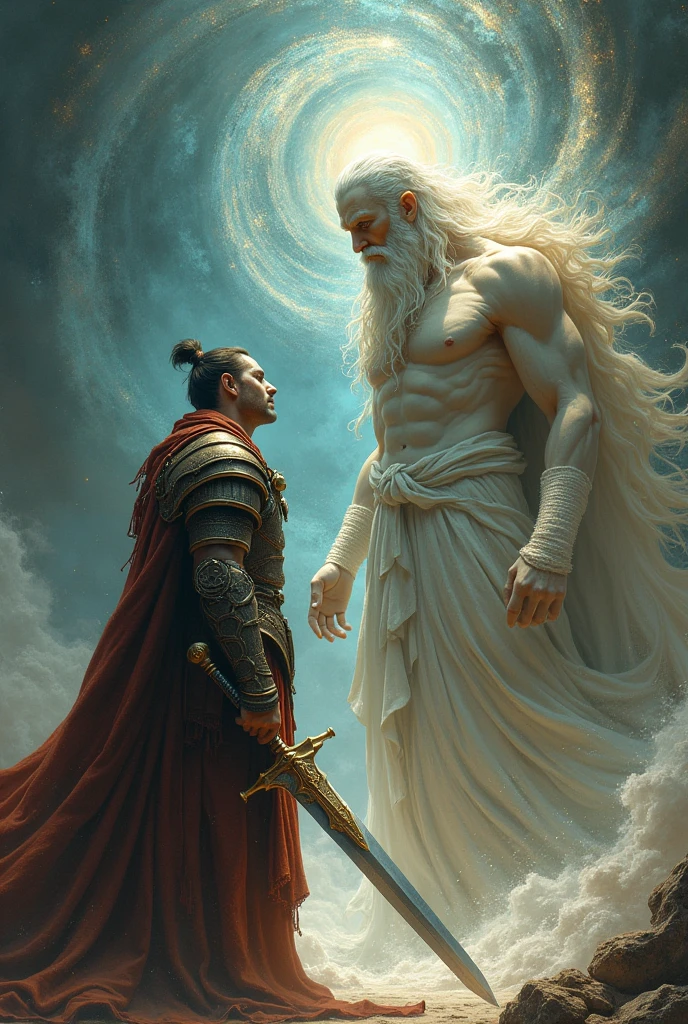 A warrior talking with god