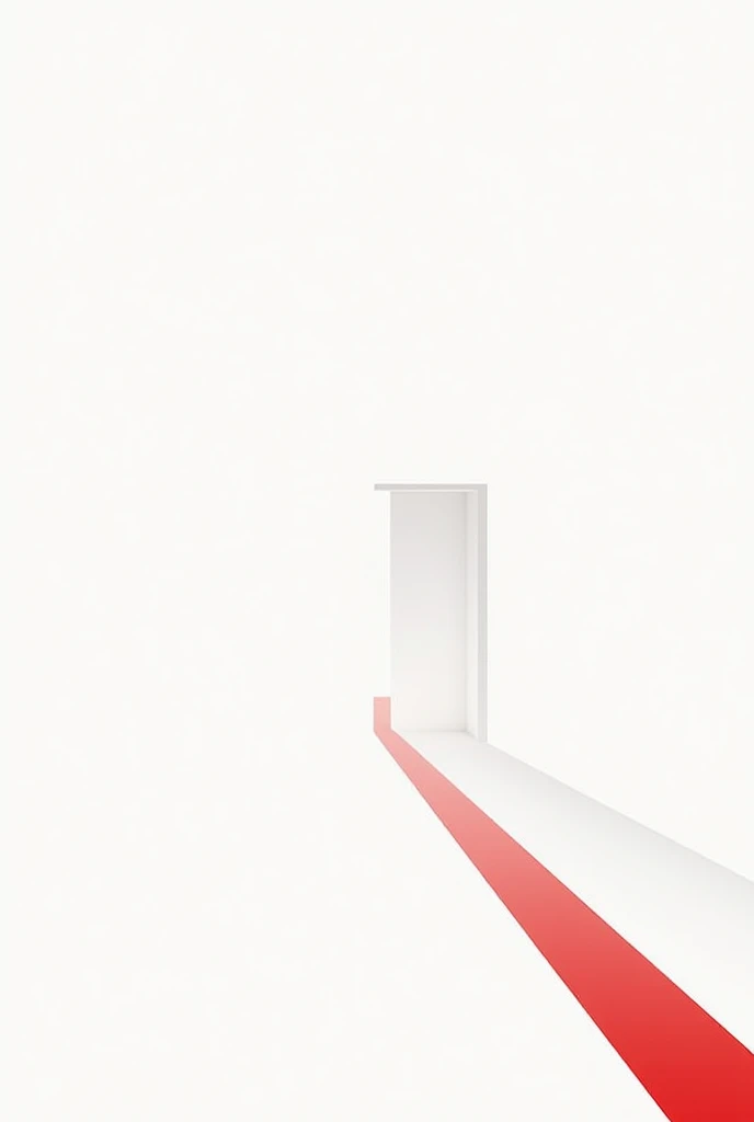apartment floor corridor with red lines and white background, minimalistic.