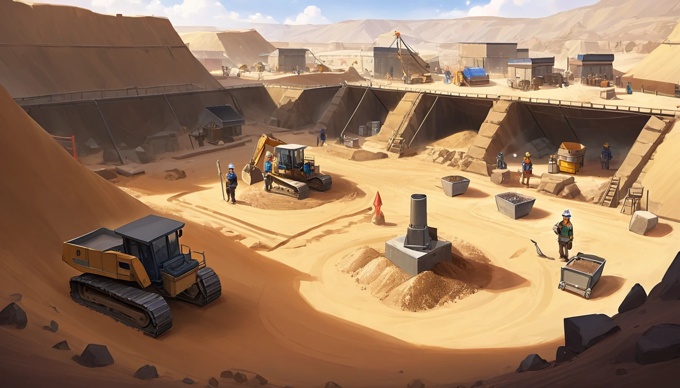 desert, excavations, career, mining camp, pedestal with crystal crown