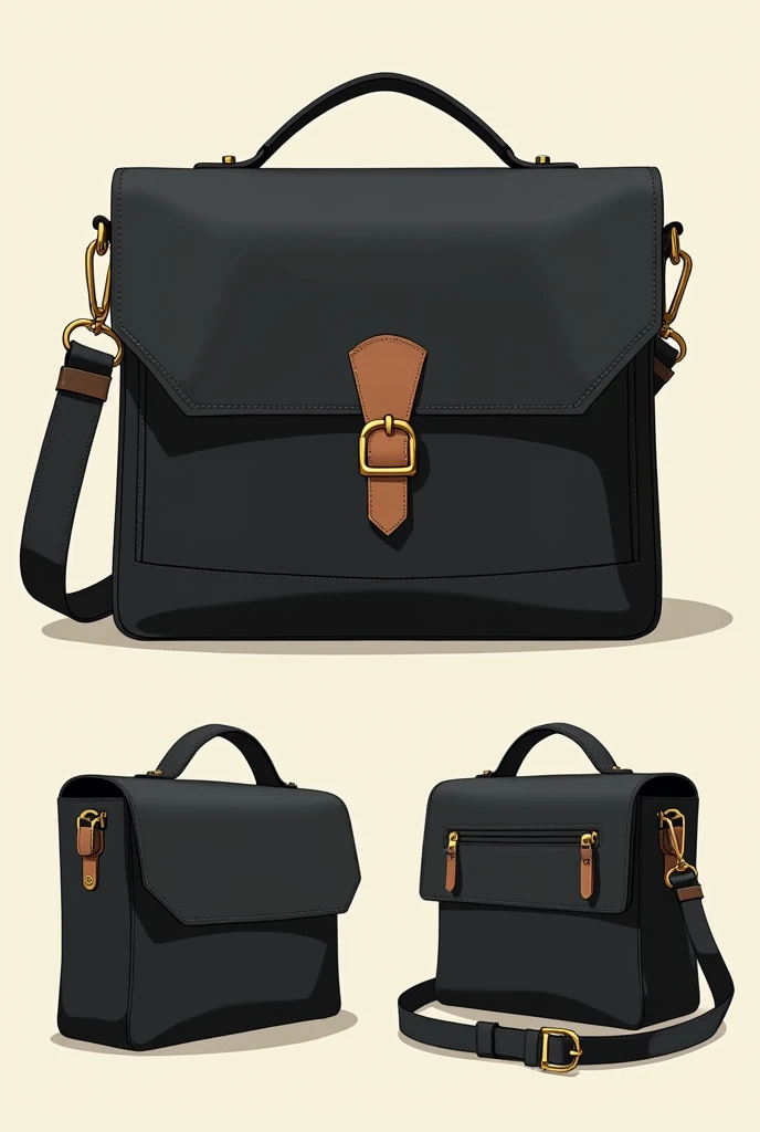 Can you make 2d object survey is detail view Bag for school The theme is black debonair ghilbi version