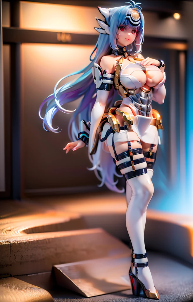(masterpiece:1.2, Highest quality), (Realistic, photoRealistic:1.4), Beautiful illustrations, (Natural Side Lighting, Cinema Lighting), Looking at the audience, Upper Body, (Front view), 1 girl, Perfect Face, Symmetrical cute face, Glowing Skin, Baby Face, Long eyelashes, (Large Breasts), (Wide Hips),Beautiful Hair, Beautiful Face, Beautiful and beautiful eyes, Beautiful body, Beautiful breasts, Beautiful thighs, Beautiful legs, Beautiful fingers,(Beautiful views),(Cute Smile:1.2, Superior),Knee socks,Layered skirt,(Clothing Belt:1.5),((Sexy Bondage Cosplay:1.5)),Bikini Tops
