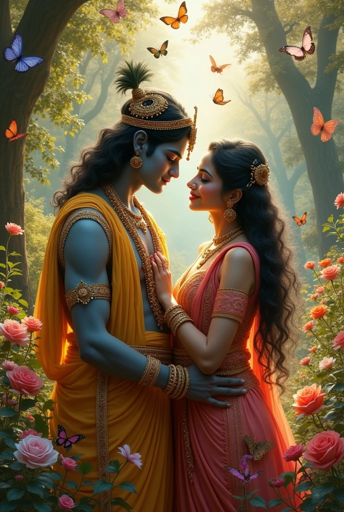 Radhe krishan romentic seen and butterfly flying in garden beautiful flavours