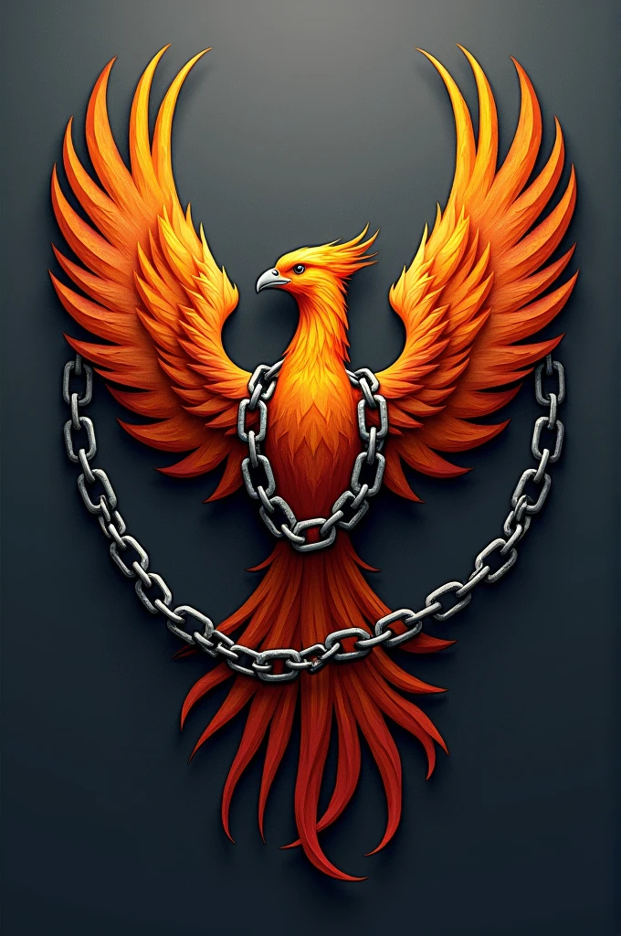 Create a logo for a law firm with a chained phoenix trying to fly