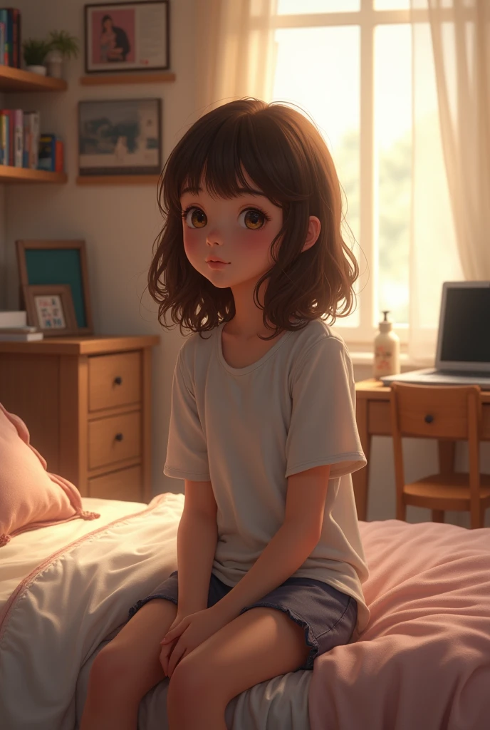  girl, in room, high detail, realistic  photo, 