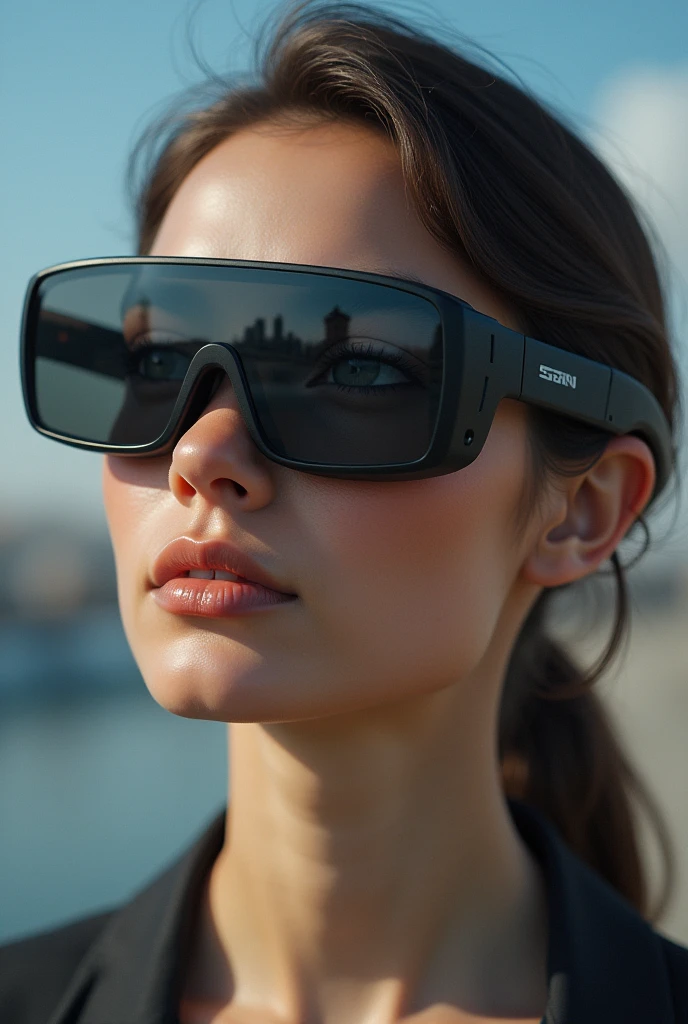 Augmented reality glasses in a simple frame, featuring advanced technology