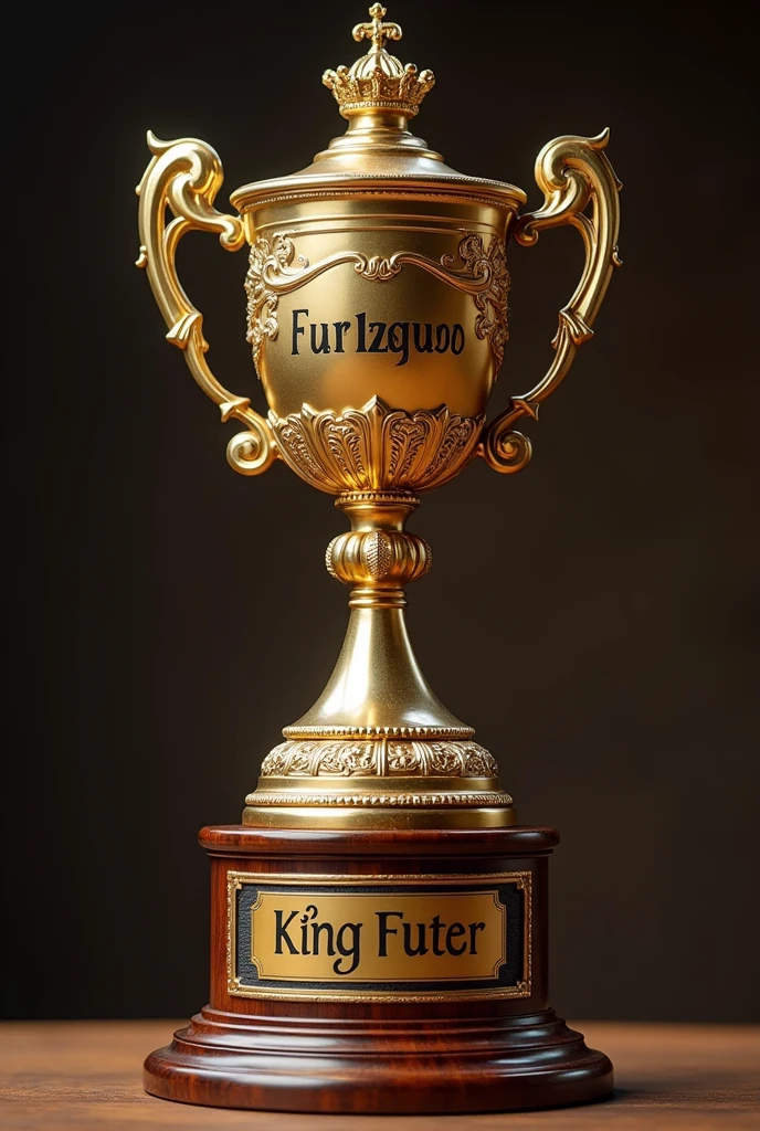A trophy from a four-player chess championship that says KING FUTER