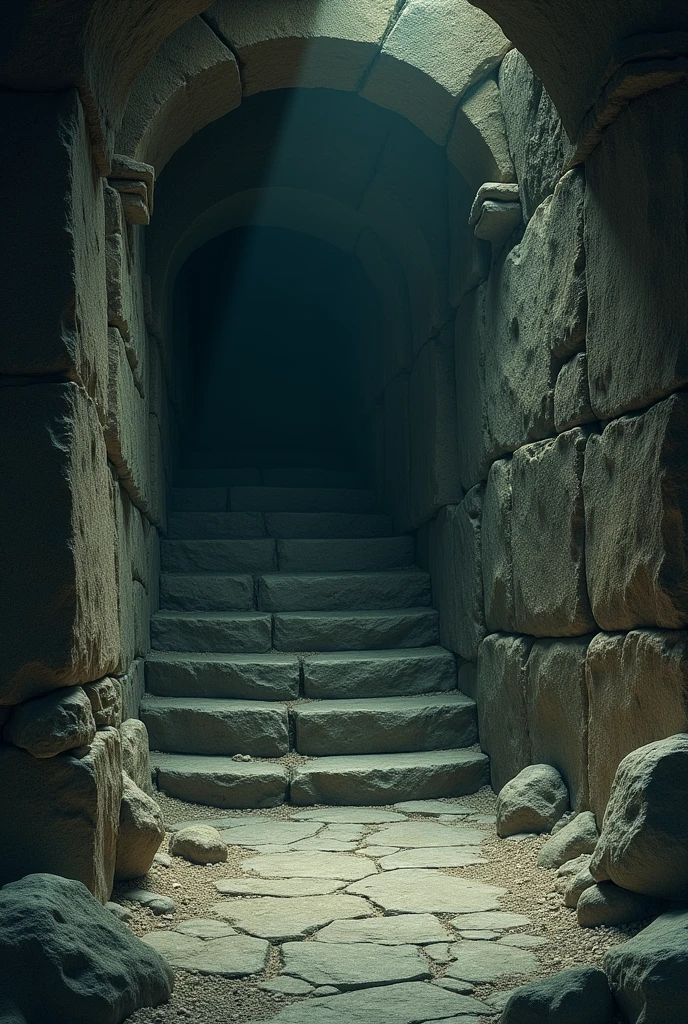 Next to the stone pillar, a hidden stone slab opened, which opened up another staircase, which led even deeper underground.