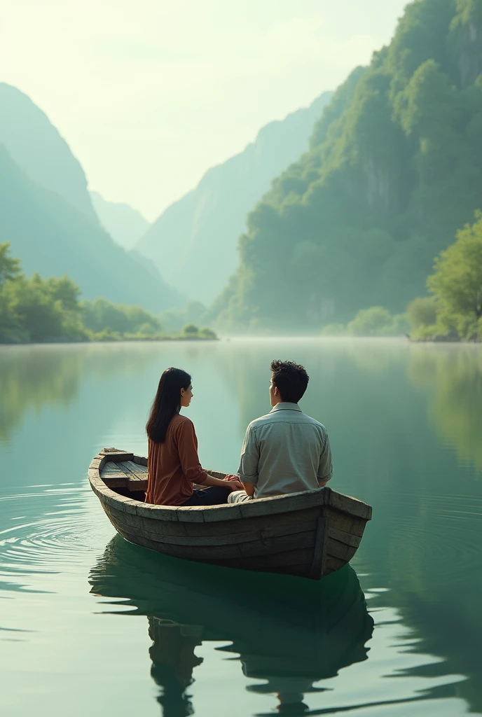 Two people sitting in a boat