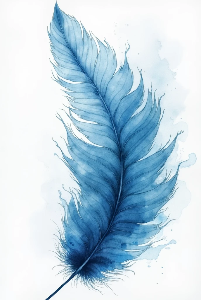 different shades of blue watercolour alcohol ink splash in the back ground with soft monochrome feathers falling