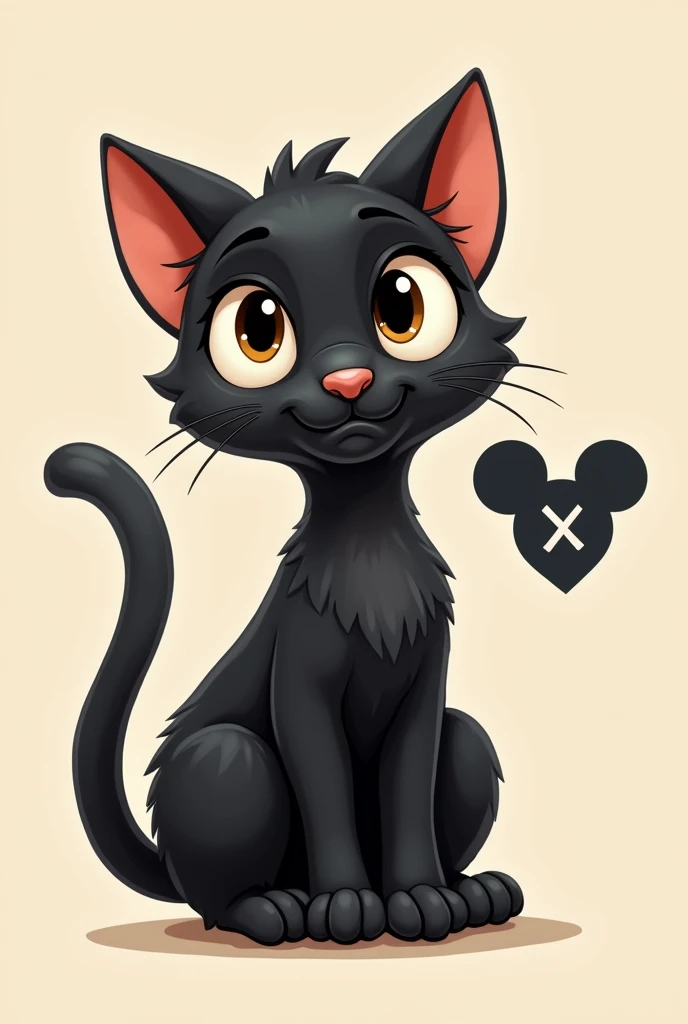 Cute black cat with a cross cartoon (like Disney's Lady and the Tramp) Logo