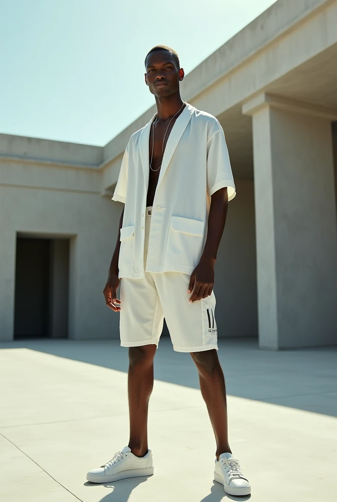 FULL BODY SHOT, PHOTOSHOO FOR MEN SUMMER COLLECTION FOR A FUTURISTIC WEAR, SHOOT IN OUTDOOR MODERN PHOTOGRAPHY --V 6.0 