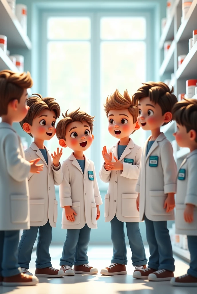 Group of 7 8 boy in pharmacy dress