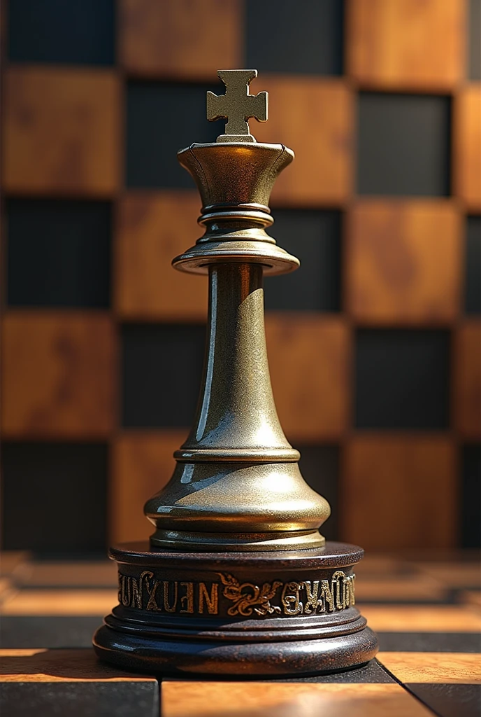 A chess championship trophy that says KING FUTER fumigations