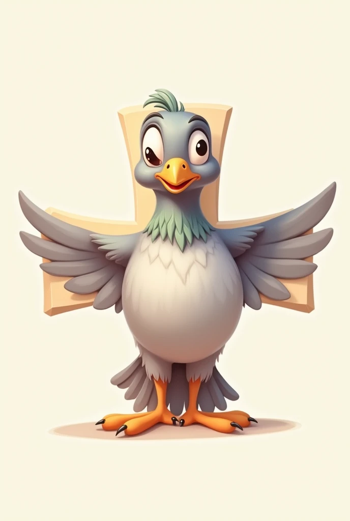 Pigeon in a cross caricature 2D (disney style) Logo 
