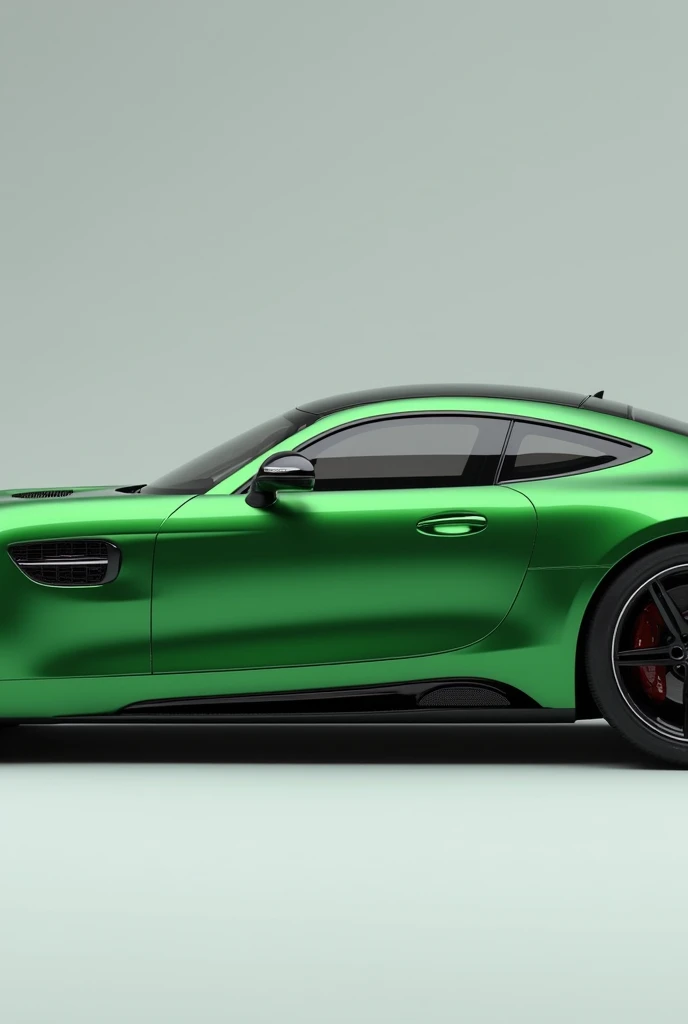 Mercedes GT Coupe 2024 green realistic as in reality, full picture of the car from the side