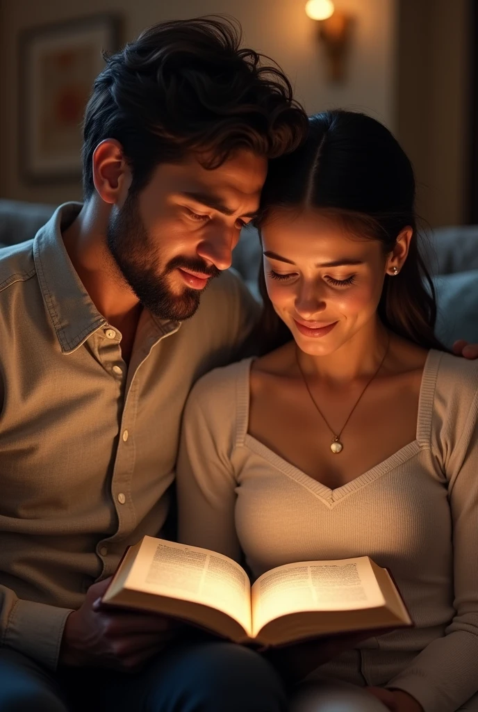 ((Best Quality)), ((masterpiece)), (detailed) A beautiful couple reading the bible ((realistic photography, 8k))