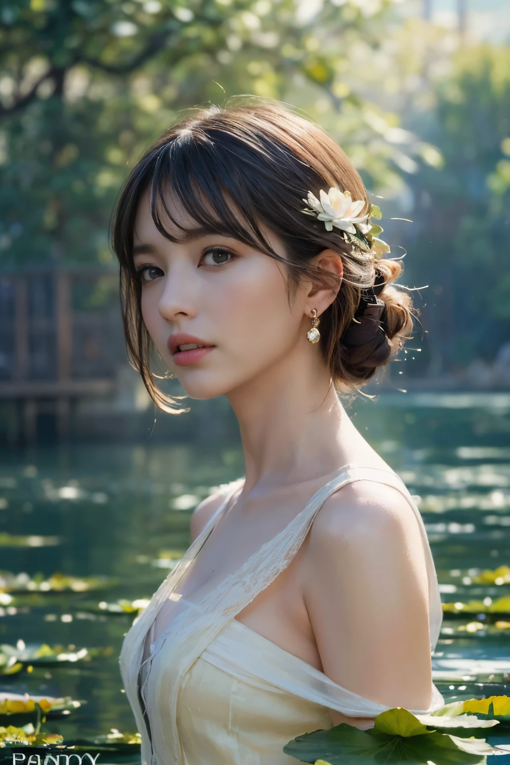 ((masterpiece:1.4, Highest quality)), (Realistic photos:1.4),
((1 person)), (Otherworldly beauty), (dream-like),
(超High resolution:1.2), Very delicate and beautiful, wonderful, Very detailed CG Unity 8k wall paper, Very detailed, High resolution,
Soft Light, Beautiful detailed, Very detailed eyes and face, Beautiful and detailed nose, Beautiful and detailed,
(A girl straight out of an impressionist painting, dressed in late 19th century French clothing:1.3), (Get on a small boat), (night), (Monet's Lotus Pond),
Cinema Lighting, Perfect Anatomy, Slender body, (Parted bangs),
(The world of impressionist painting:1.5), (Impressionist light and colour), (「water lily」),
Cowboy Shot
