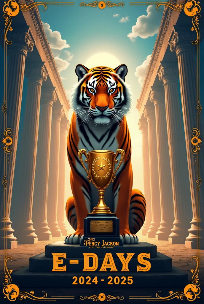 Pubmat for Engineering Days 2024
- Theme of the Poster: Percy Jackson and the Olympians
- Title Text in the Center: E-Days 2024-2025 (font type should be the same as percy jackson poster)
- use TIGER and TROPHY as main elements
- showcase the six houses and their logos through banners that are giving olympian vibes:
MUST GIVE OFF PERCY JACKSON AND THE OLYMPIAN VIBES. GREEK MYTHOLOGY