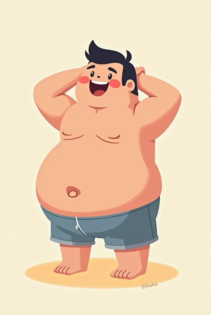 Create a kawaii image of a person stretching his ?????????