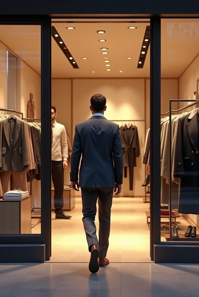 person entering clothing store 
