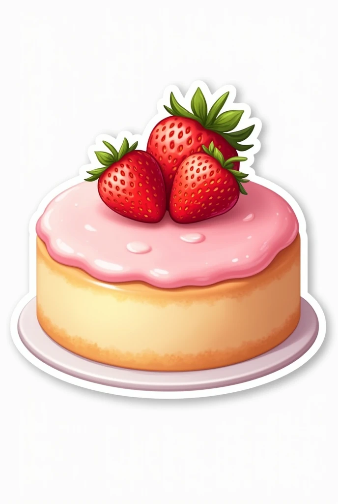 Cake shaped sticker with strawberries for bakery shop logo