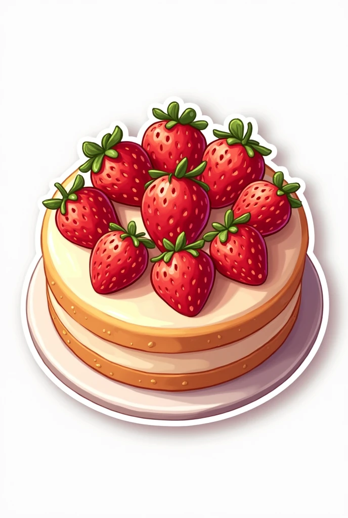 Cake top shape sticker with strawberries for bakery shop logo 

