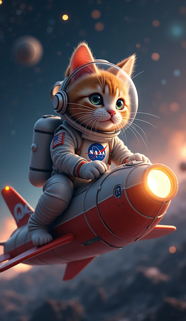 a highly detailed anthropomorphic cat astronaut (((riding on a sardine spaceship:1.5))) in deep space, There are many stars in space, the cat is wearing an astronaut helmet:1.3, the NASA logo is on the astronaut suitbeautiful detailed eyes, beautiful detailed lips, extremely detailed eyes and face, long eyelashes, intricate details, cinematic lighting, vibrant colors, dramatic atmosphere, epic sci-fi, photorealistic, 16k, best quality, masterpiece,