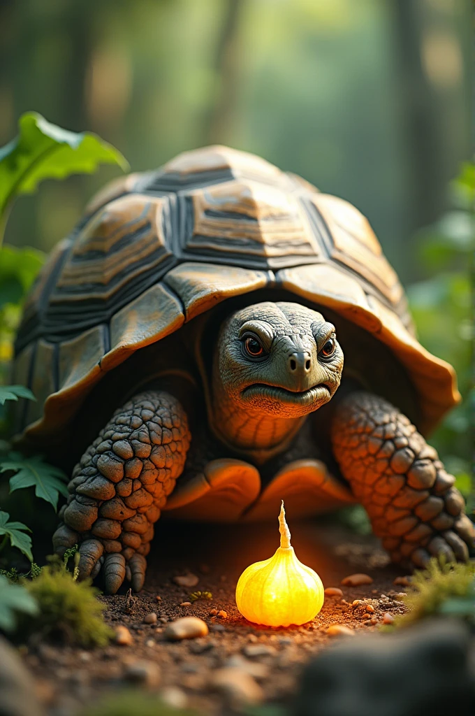 The tortoise, known for his cunning and intelligence, discovered a secret source of food—a magical yam that could feed him indefinitely