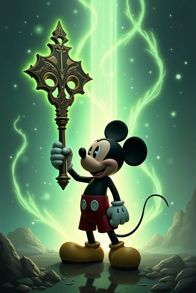 Kingdom hearts、Keyblade、Mickey、think、Wind、green