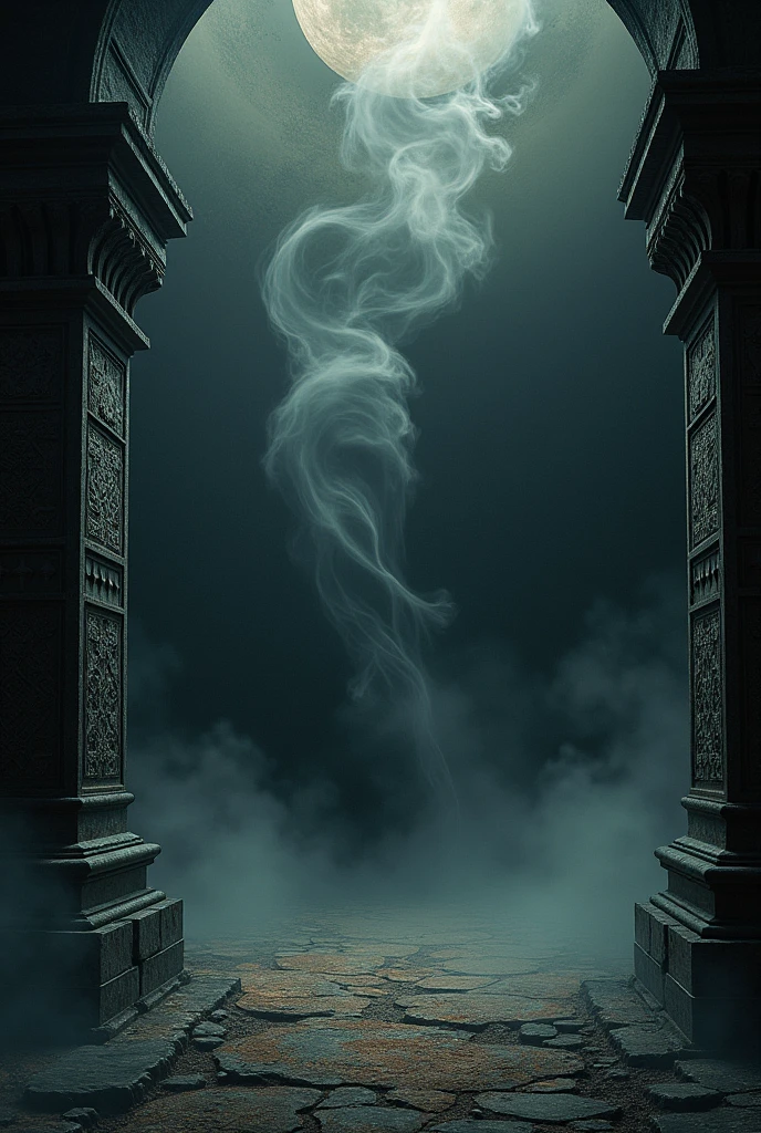 You can make a pre-Hispanic gothic wallpaper design with smoke for a metal rock music album without characters