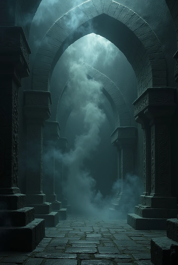 You can make a pre-Hispanic gothic wallpaper design with smoke for a metal rock music album without characters